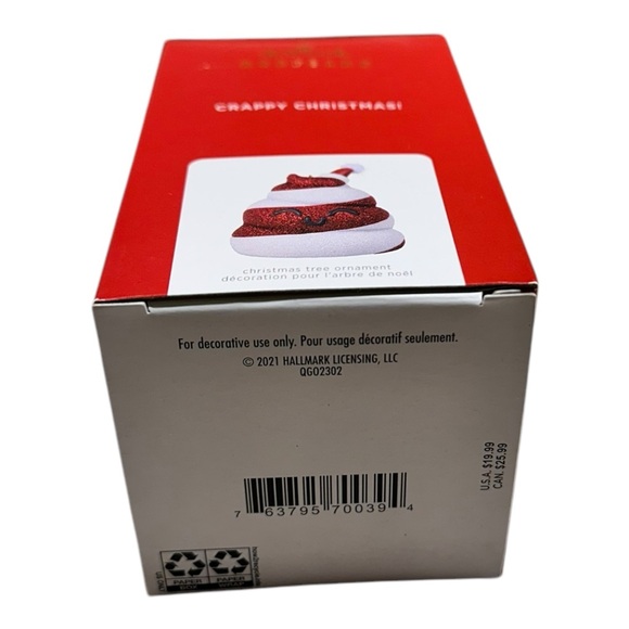 2021 Hallmark Magic Sound CRAPPY CHRISTMAS Tree Ornament Red White Poop NEW - Picture 5 of 5